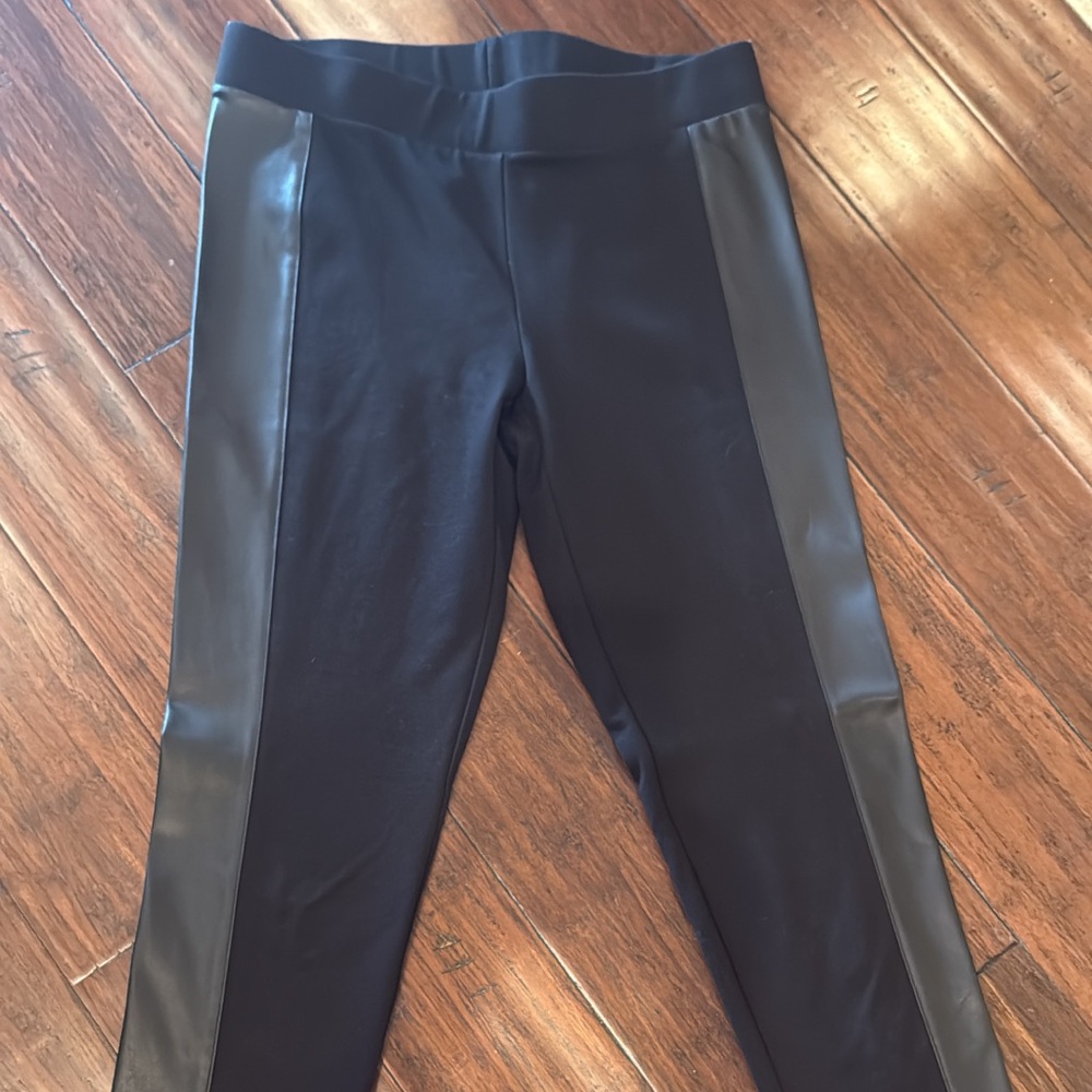 Black Faux Leather Panel Leggings